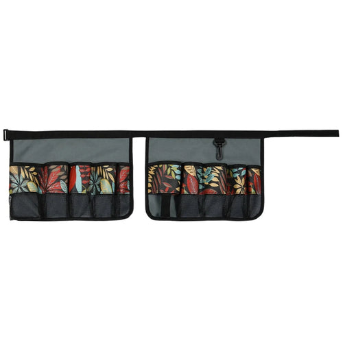 829807 600D Oxford Cloth Garden Tool Storage Bag 10 Pockets Gardening Tools Bucket Bag - Grey+Green Leaf - 1