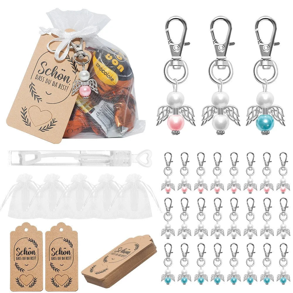 Christmas Gift 100Pcs / Set Decoration Keychain Angel Wing Pendant Key Chain Souvenir Wedding Gift Kit - 1