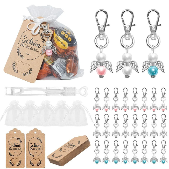Christmas Gift 100Pcs / Set Decoration Keychain Angel Wing Pendant Key Chain Souvenir Wedding Gift Kit - 1