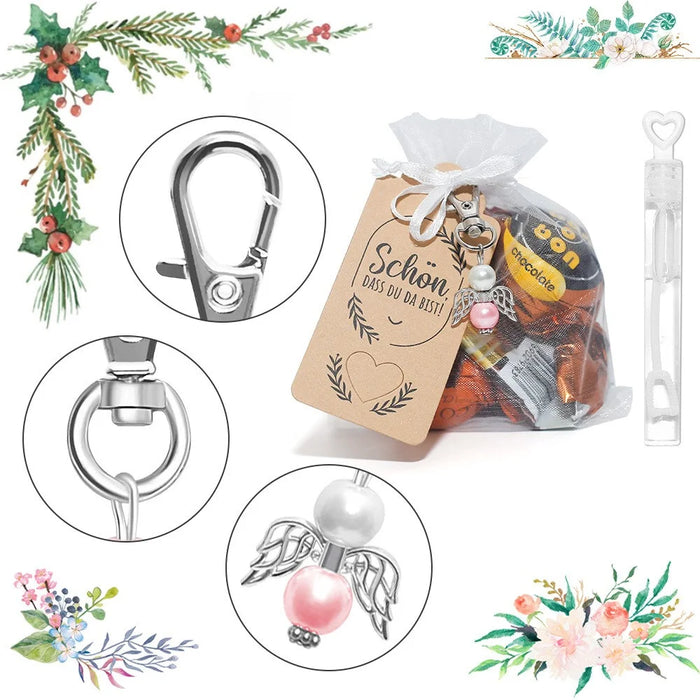 Christmas Gift 100Pcs / Set Decoration Keychain Angel Wing Pendant Key Chain Souvenir Wedding Gift Kit - 4