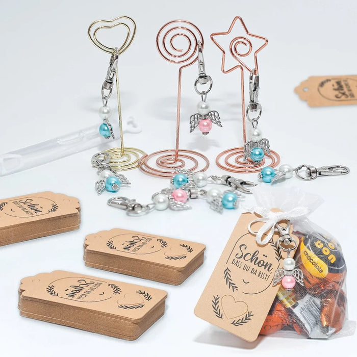 Christmas Gift 100Pcs / Set Decoration Keychain Angel Wing Pendant Key Chain Souvenir Wedding Gift Kit - 6