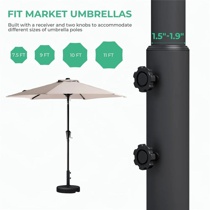 Outdoor Patio Umbrella Base Water Filled Stand Heavy Duty Umbrella Holder - 3