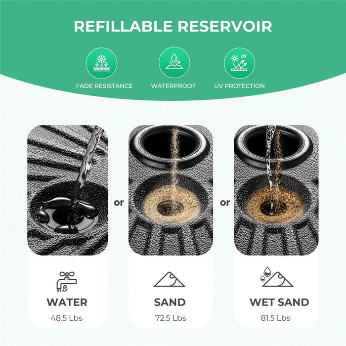 Outdoor Patio Umbrella Base Water Filled Stand Heavy Duty Umbrella Holder - 5