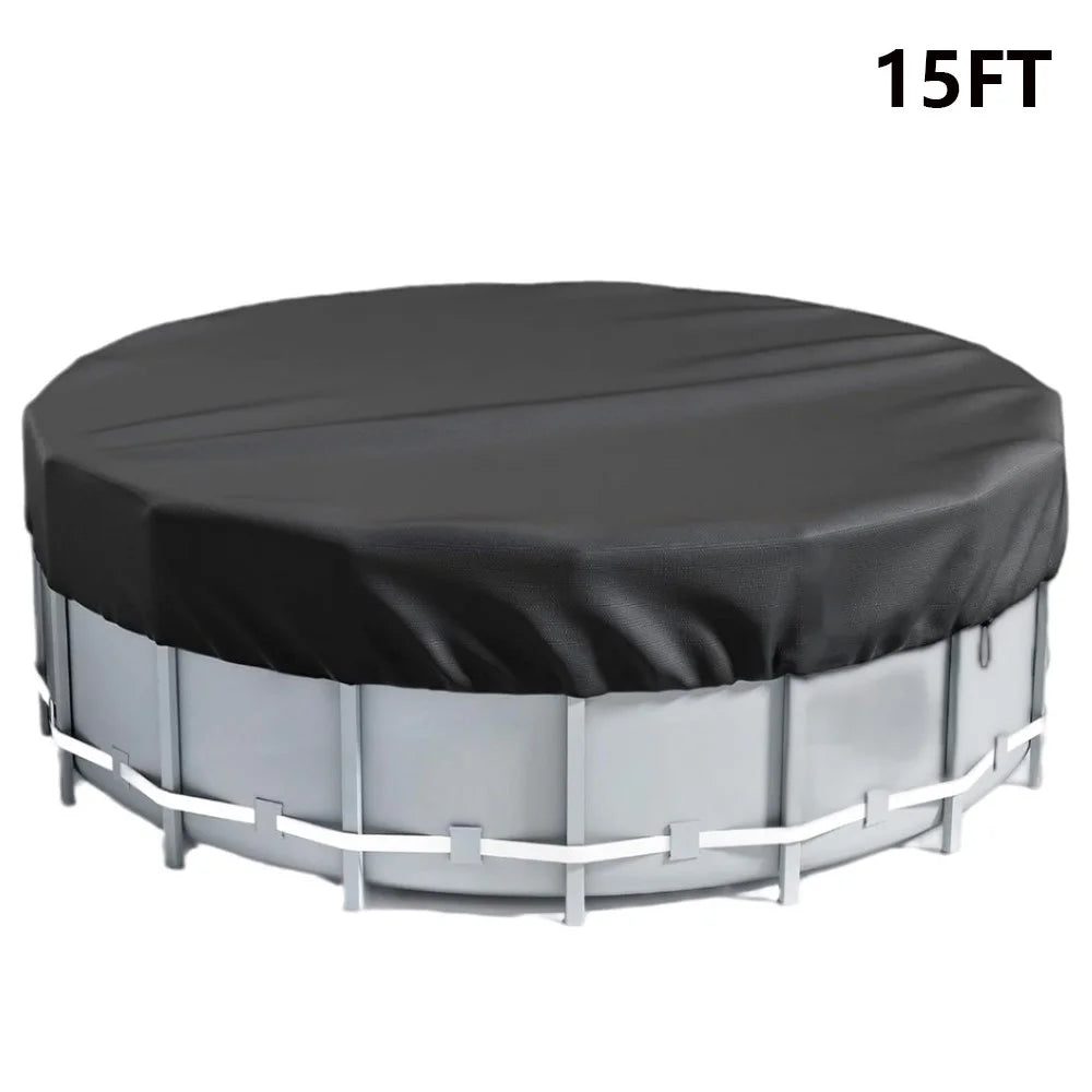 15FT Round Swimming Pool Cover 210D Oxford Cloth Solar Cover for Above Ground Pools - 1