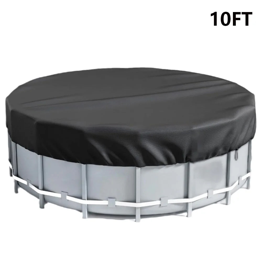 10FT Round Swimming Pool Cover 210D Oxford Cloth Solar Cover for Above Ground Pools - 1