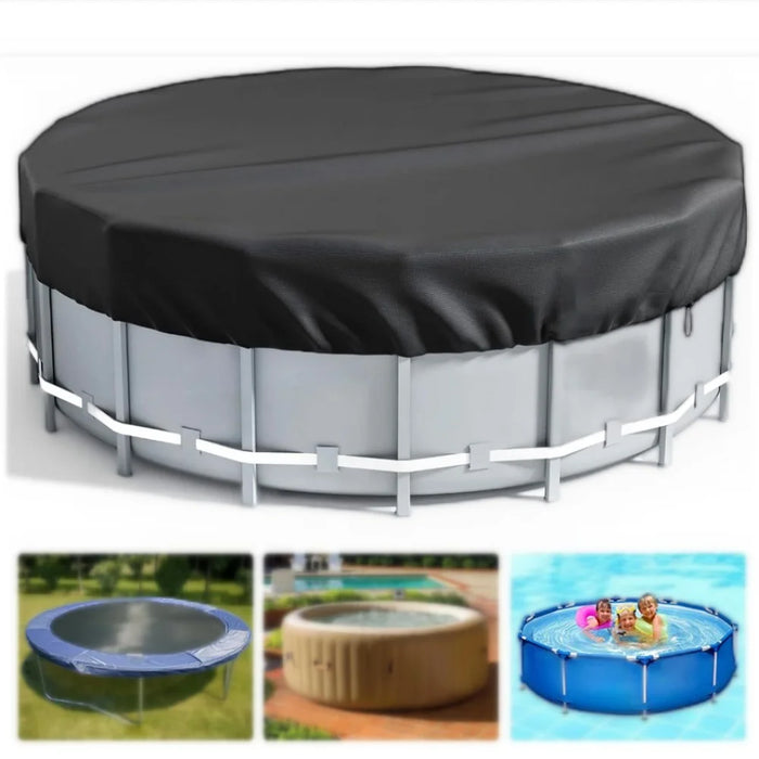 10FT Round Swimming Pool Cover 210D Oxford Cloth Solar Cover for Above Ground Pools - 2