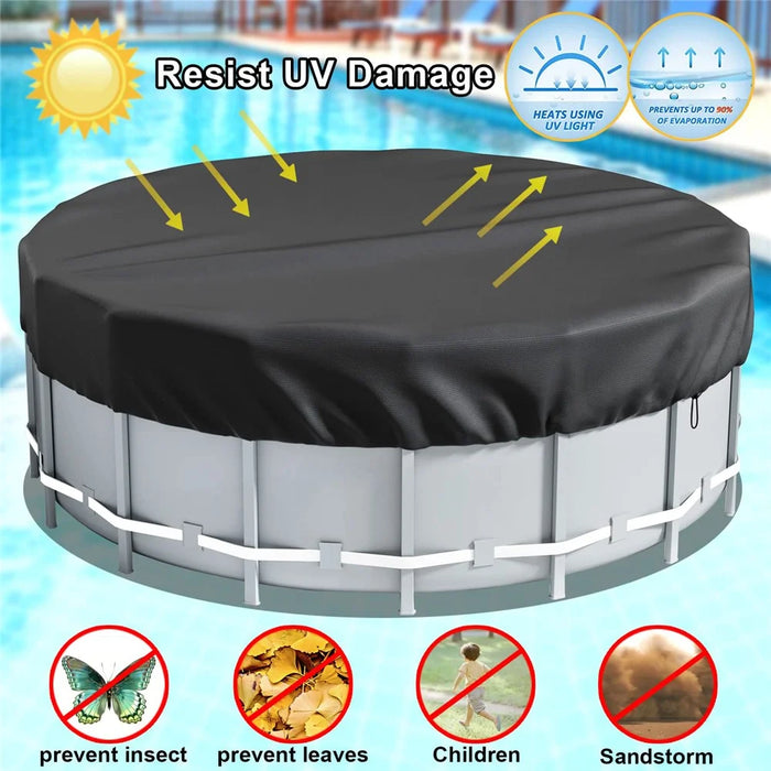10FT Round Swimming Pool Cover 210D Oxford Cloth Solar Cover for Above Ground Pools - 4