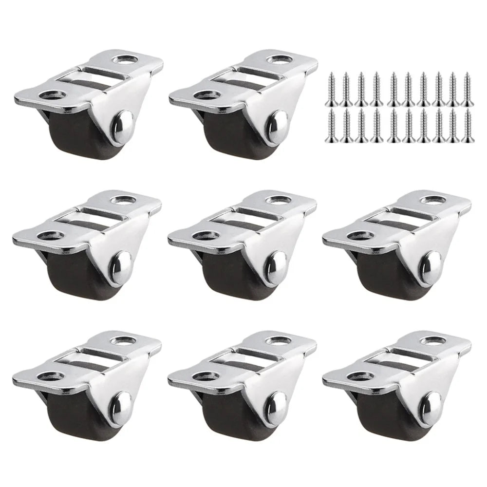 8Pcs / Set 0.5 Inch Kick Drawer Pulley Silent Directional Wheel Furniture Roller - Brown / TPE Rubber - 1