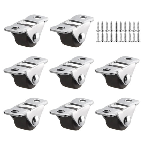 8Pcs / Set 0.5 Inch Kick Drawer Pulley Silent Directional Wheel Furniture Roller - Brown / TPE Rubber - 1
