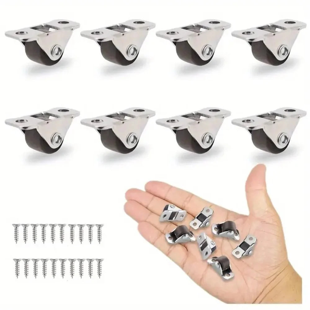 8Pcs / Set 0.5 Inch Kick Drawer Pulley Silent Directional Wheel Furniture Roller - Brown / TPE Rubber - 2