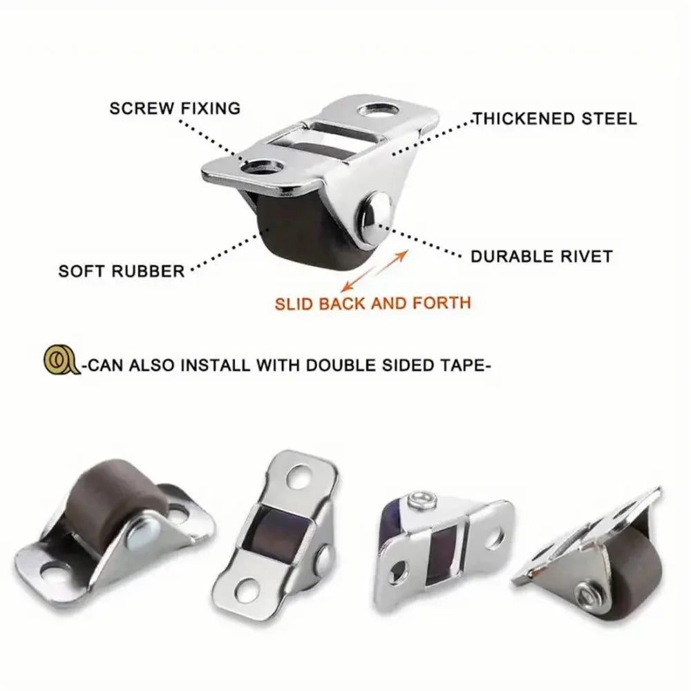 8Pcs / Set 0.5 Inch Kick Drawer Pulley Silent Directional Wheel Furniture Roller - Brown / TPE Rubber - 3