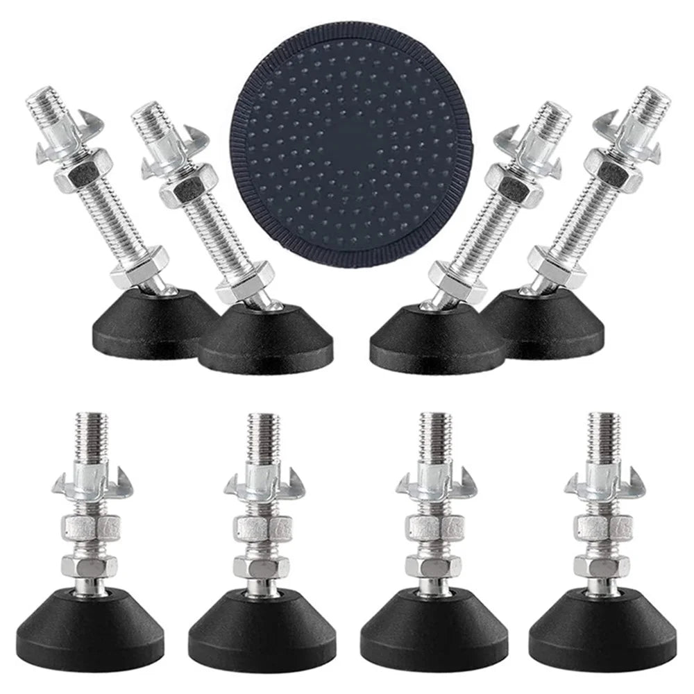 8Pcs / Set M8 Thread Furniture Foot Nylon + Carbon Steel Adjustable Leveling Feet Glide Pad - 1