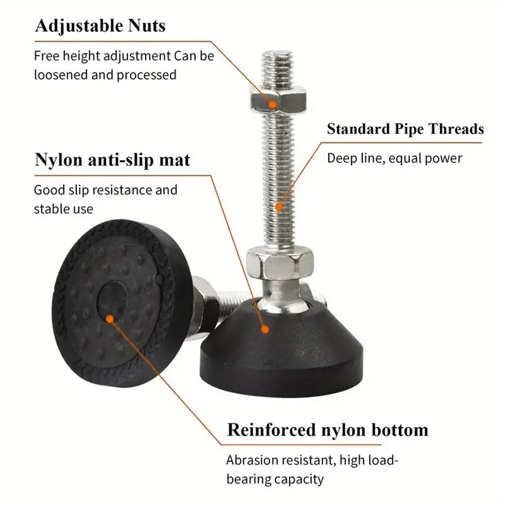 8Pcs / Set M8 Thread Furniture Foot Nylon + Carbon Steel Adjustable Leveling Feet Glide Pad - 3