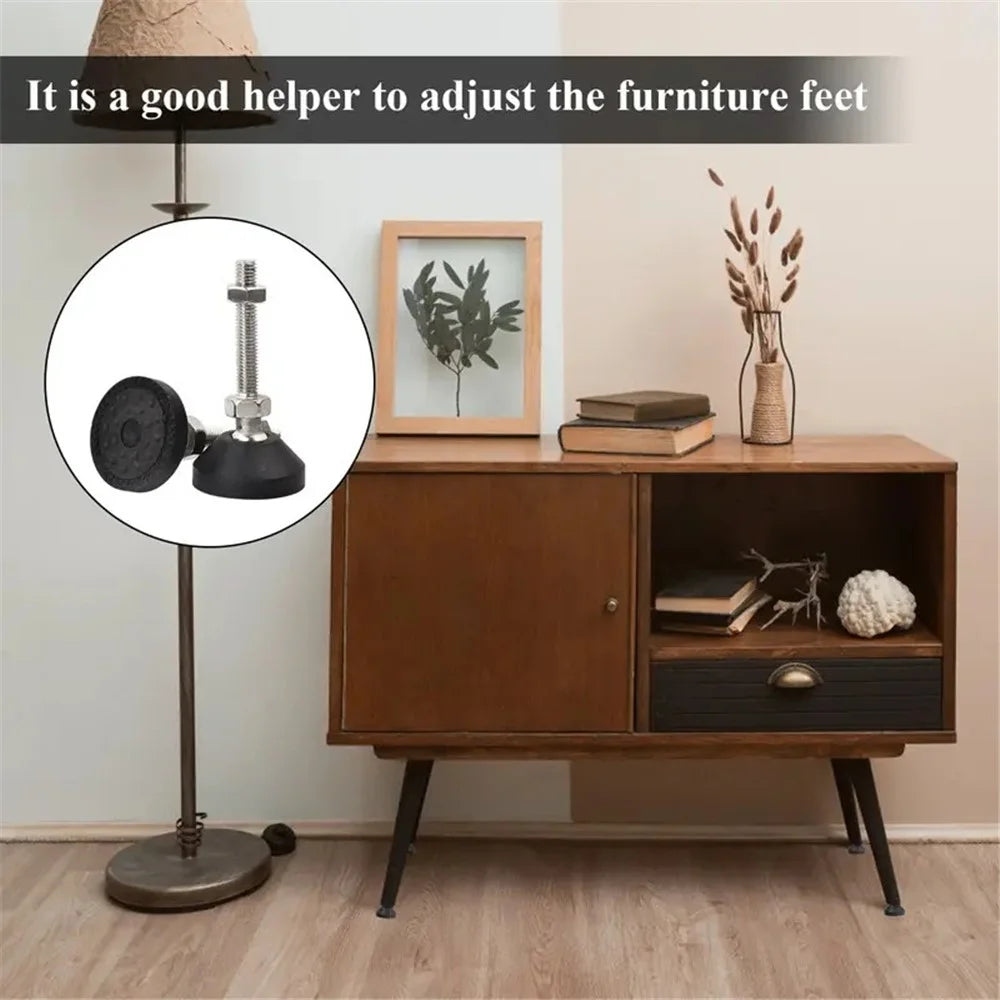8Pcs / Set M8 Thread Furniture Foot Nylon + Carbon Steel Adjustable Leveling Feet Glide Pad - 4