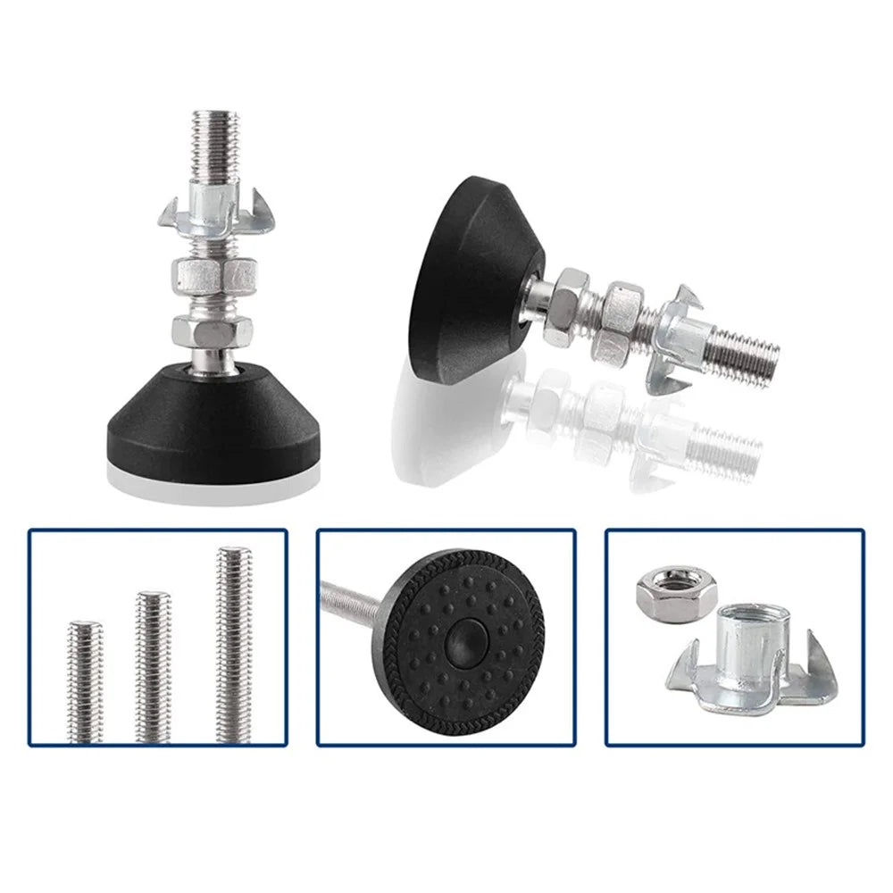 8Pcs / Set M8 Thread Furniture Foot Nylon + Carbon Steel Adjustable Leveling Feet Glide Pad - 6