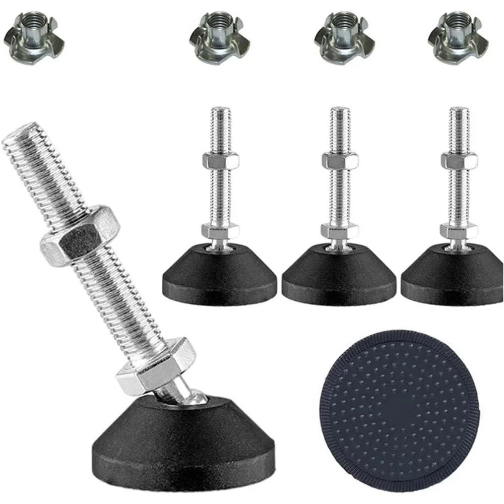 8Pcs / Set M8 Thread Furniture Foot Nylon + Carbon Steel Adjustable Leveling Feet Glide Pad - 7