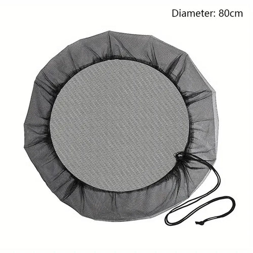 80cm Diameter Anti-Mosquito Mesh Cover for Rain Barrel Water Collection Bucket Netting Cover - Black - 1