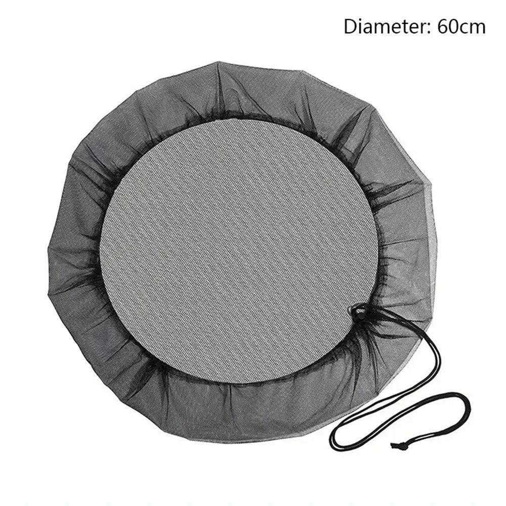 60cm Diameter Anti-Mosquito Mesh Cover for Rain Barrel Water Collection Bucket Netting Cover - Black - 1