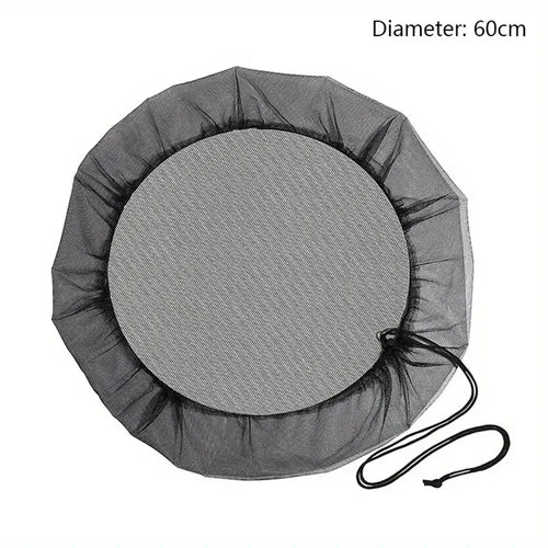 60cm Diameter Anti-Mosquito Mesh Cover for Rain Barrel Water Collection Bucket Netting Cover - Black - 1