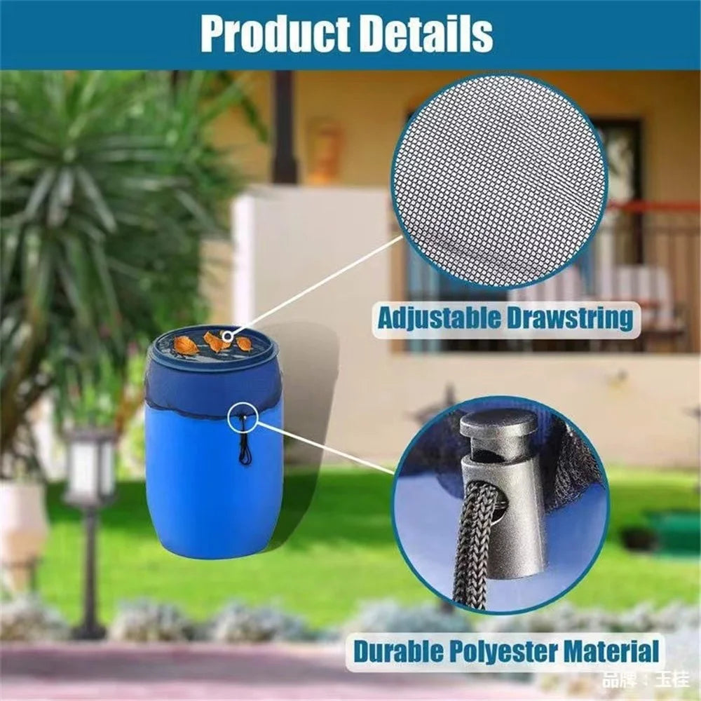 60cm Diameter Anti-Mosquito Mesh Cover for Rain Barrel Water Collection Bucket Netting Cover - Black - 5