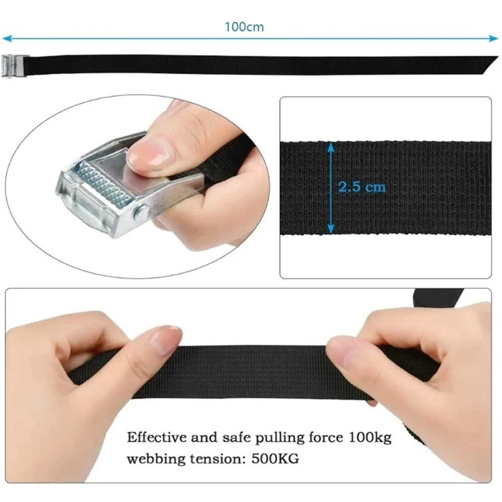 25mm Cargo Lashing PP Webbing Luggage Strap with Zinc Alloy Buckle, Length: 1m - 7