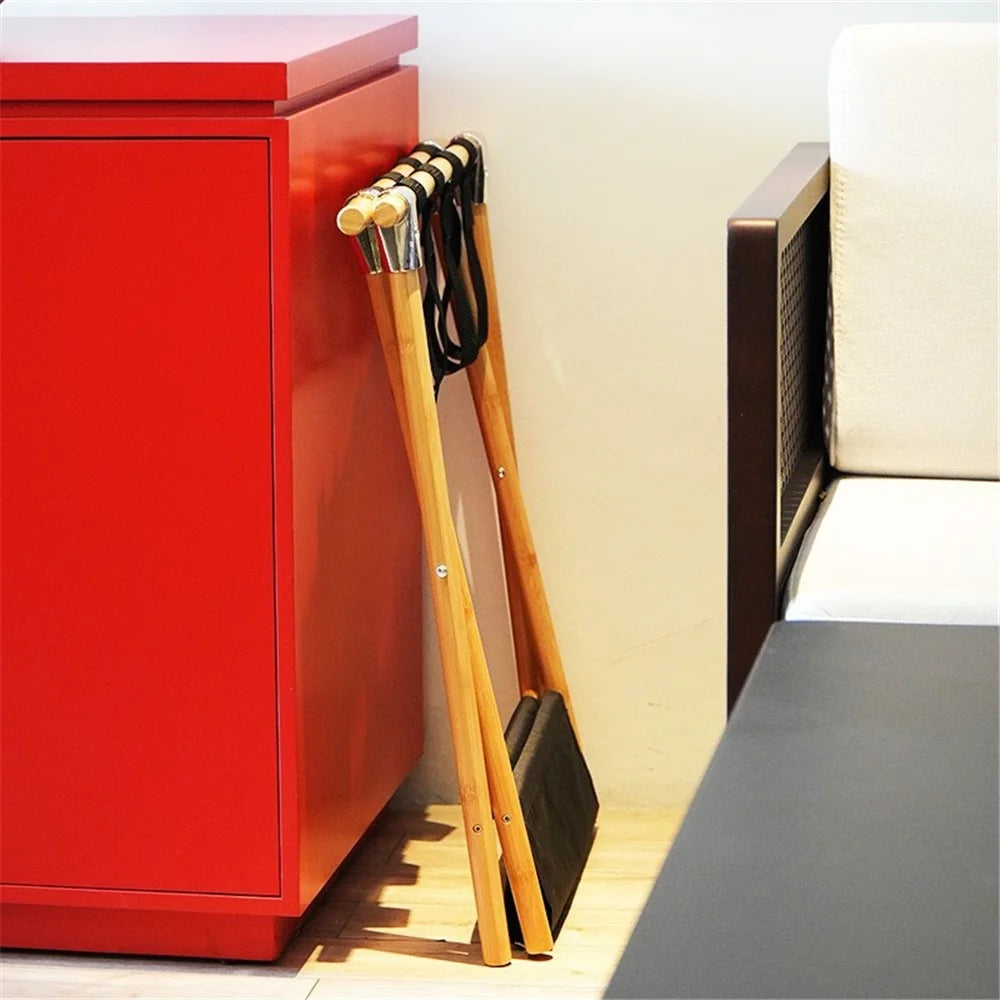 Portable Travel Hotel Luggage Rack Bamboo Foldable Double Layer Storage Rack - Natural Color - 4