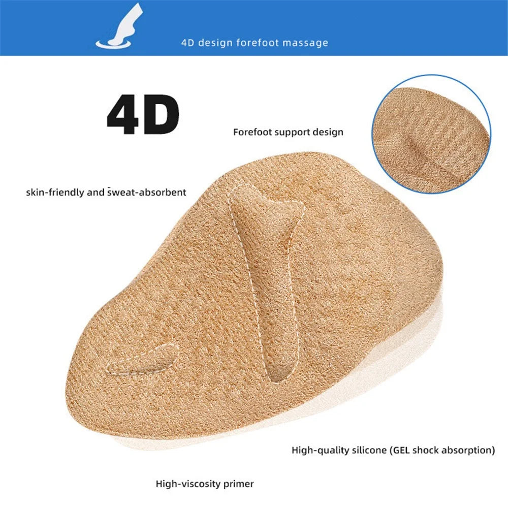 Breathable High Heels Forefoot Pads Anti-Slip Pain Relief Half Insoles Inserts - Beige - 3