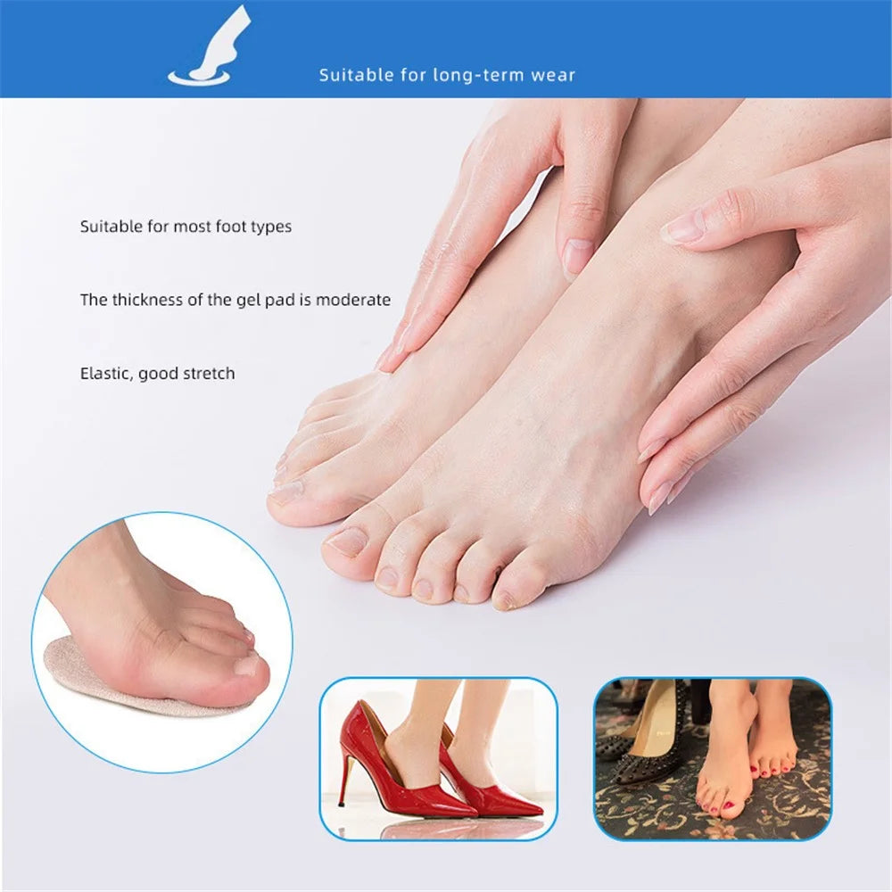Breathable High Heels Forefoot Pads Anti-Slip Pain Relief Half Insoles Inserts - Beige - 4