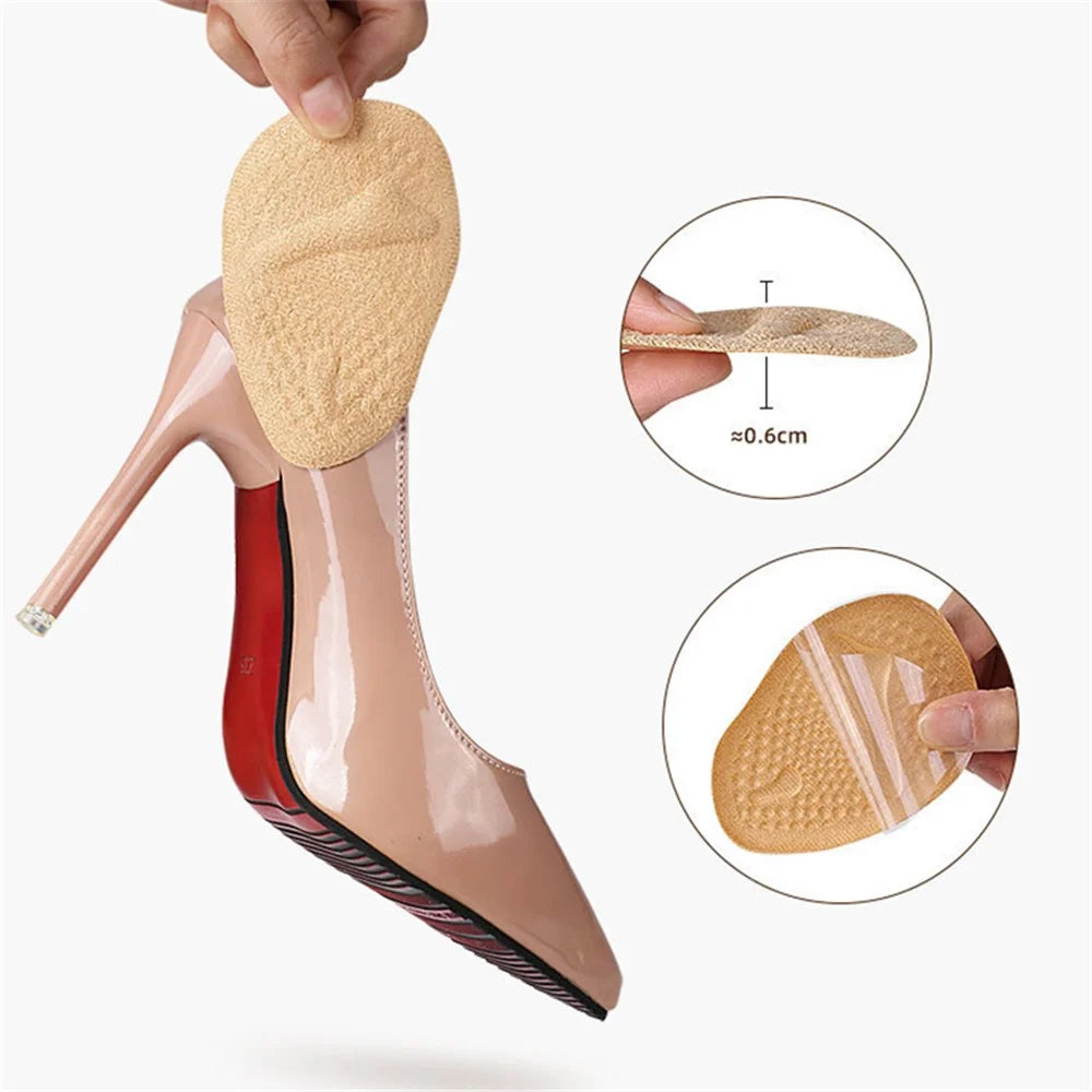 Breathable High Heels Forefoot Pads Anti-Slip Pain Relief Half Insoles Inserts - Beige - 7