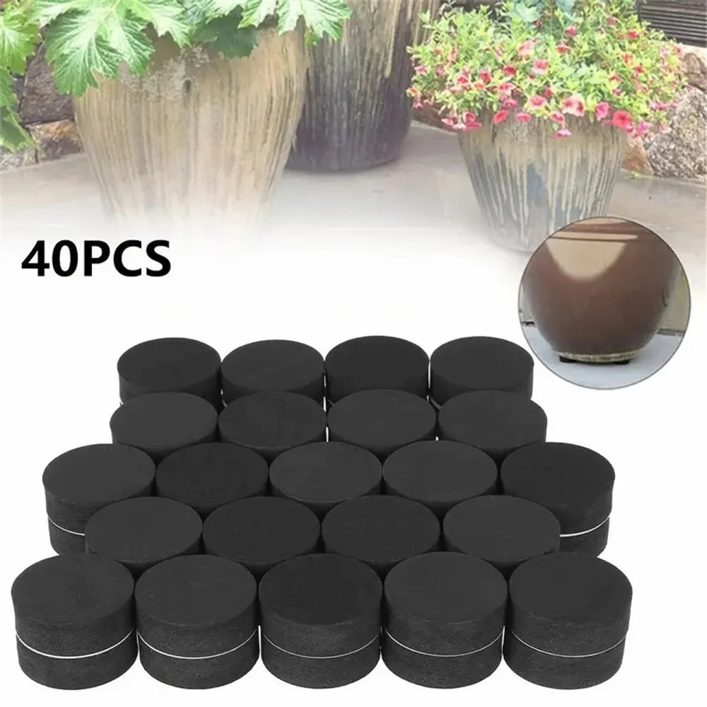 40Pcs Flower Pot Feet Non-Slip Self-Adhesive EVA Plant Pots Round Heighten Pads  30MM*10MM  - Black - 1