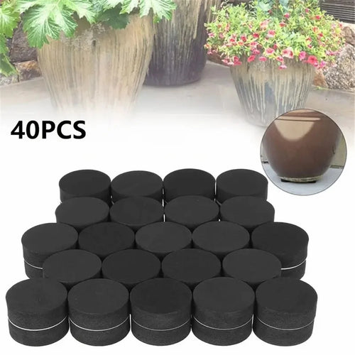 40Pcs Flower Pot Feet Non-Slip Self-Adhesive EVA Plant Pots Round Heighten Pads  30MM*10MM  - Black - 1