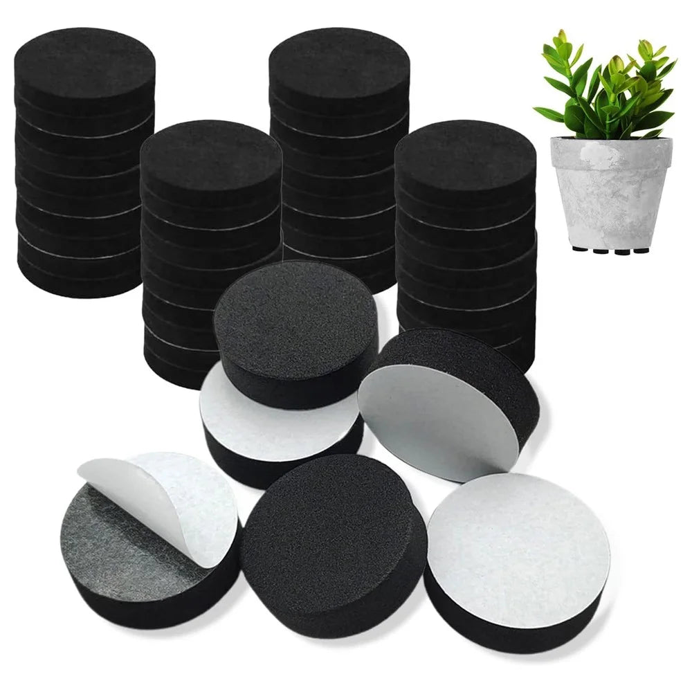 40Pcs Flower Pot Feet Non-Slip Self-Adhesive EVA Plant Pots Round Heighten Pads  30MM*10MM  - Black - 2