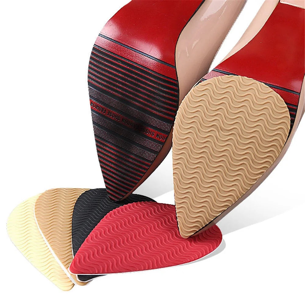 Wave Design Self-Adhesive High Heel Sole Protector Sticker Noise Reduction Silicone Forefoot Pad - Pointed Toe+Black - 3