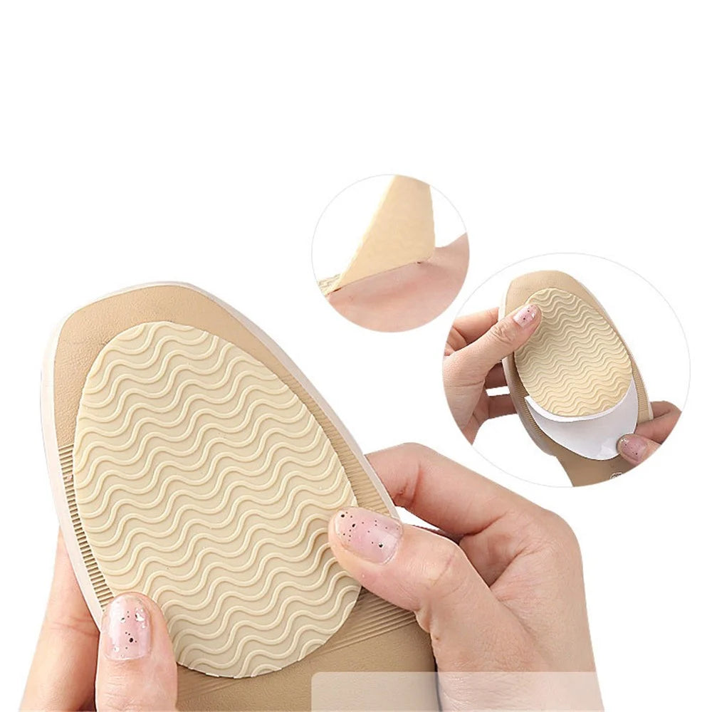 Wave Design Self-Adhesive High Heel Sole Protector Sticker Noise Reduction Silicone Forefoot Pad - Pointed Toe+Black - 5