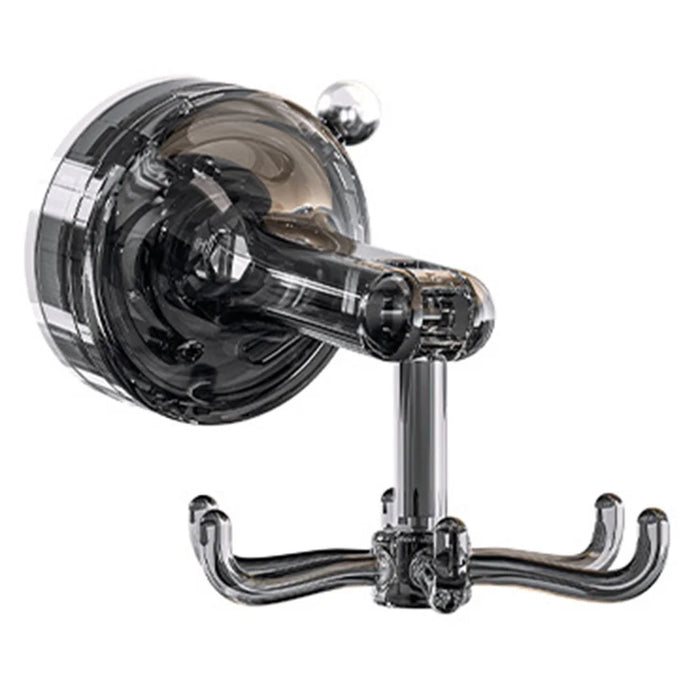 Multi-Function Suction Cup Wall-Mounted Rotating Hanger Utensil Holder with 6 Hooks - Transparent Grey - 1