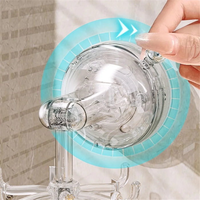 Multi-Function Suction Cup Wall-Mounted Rotating Hanger Utensil Holder with 6 Hooks - Transparent Grey - 4