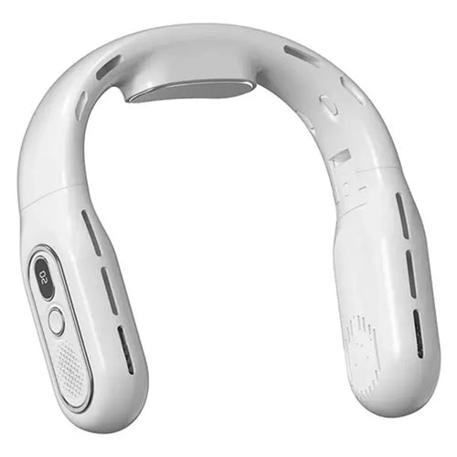 Bladeless Neck Fan 2000mAh Personal Fan with 3 Wind Speed LED Battery Display - White - 1
