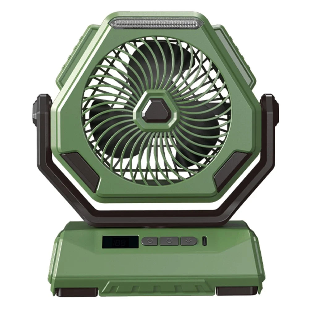 A26 Camping Fan with LED Lantern 6000mAh Outdoor Fan 270-degree Head Rotation - Green - 1
