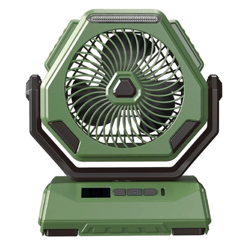 A26 Camping Fan with LED Lantern 6000mAh Outdoor Fan 270-degree Head Rotation - Green - 1