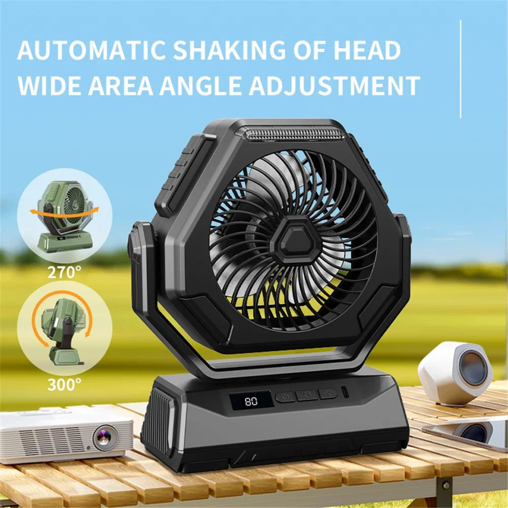 A26 Camping Fan with LED Lantern 6000mAh Outdoor Fan 270-degree Head Rotation - Green - 5