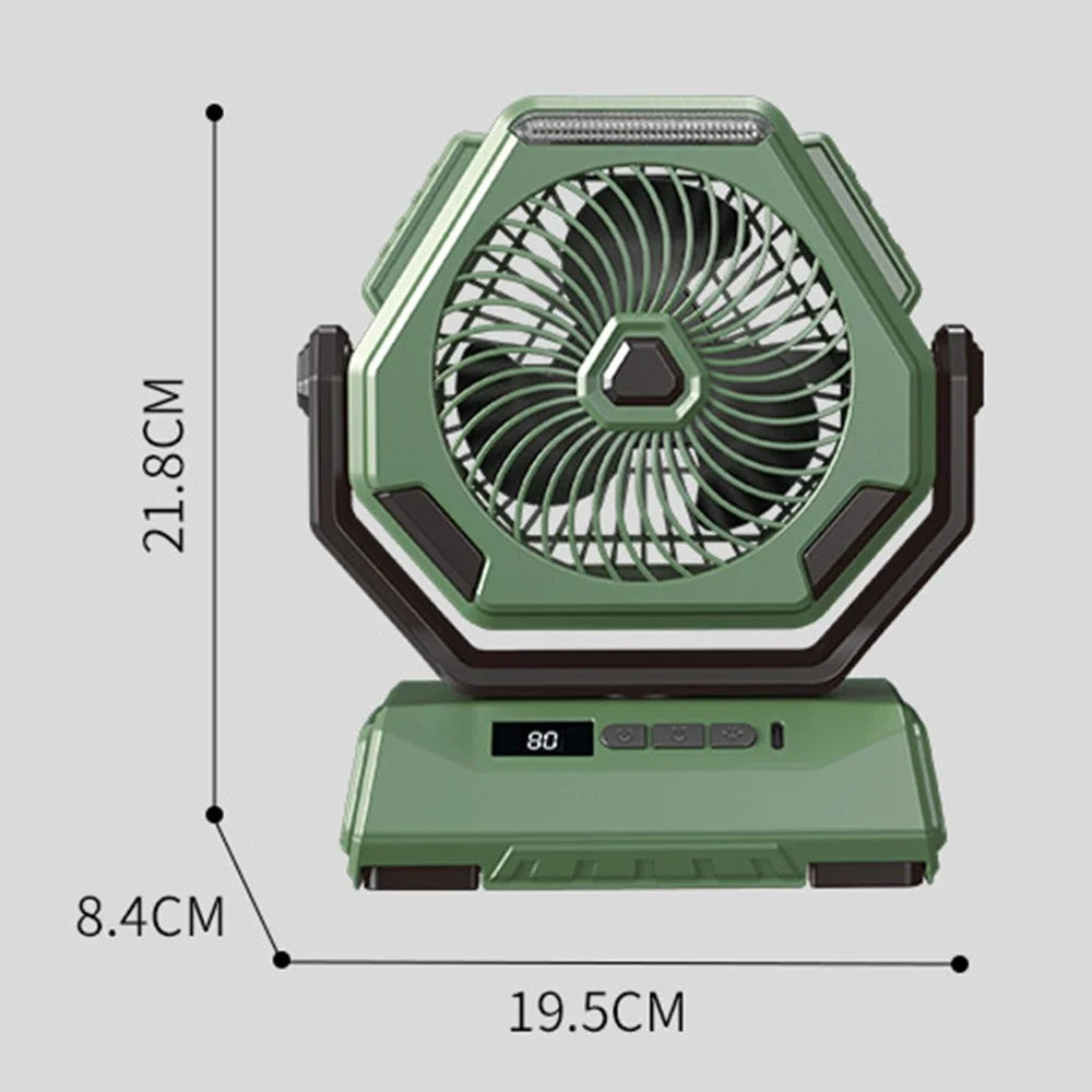 A26 Camping Fan with LED Lantern 6000mAh Outdoor Fan 270-degree Head Rotation - Green - 7