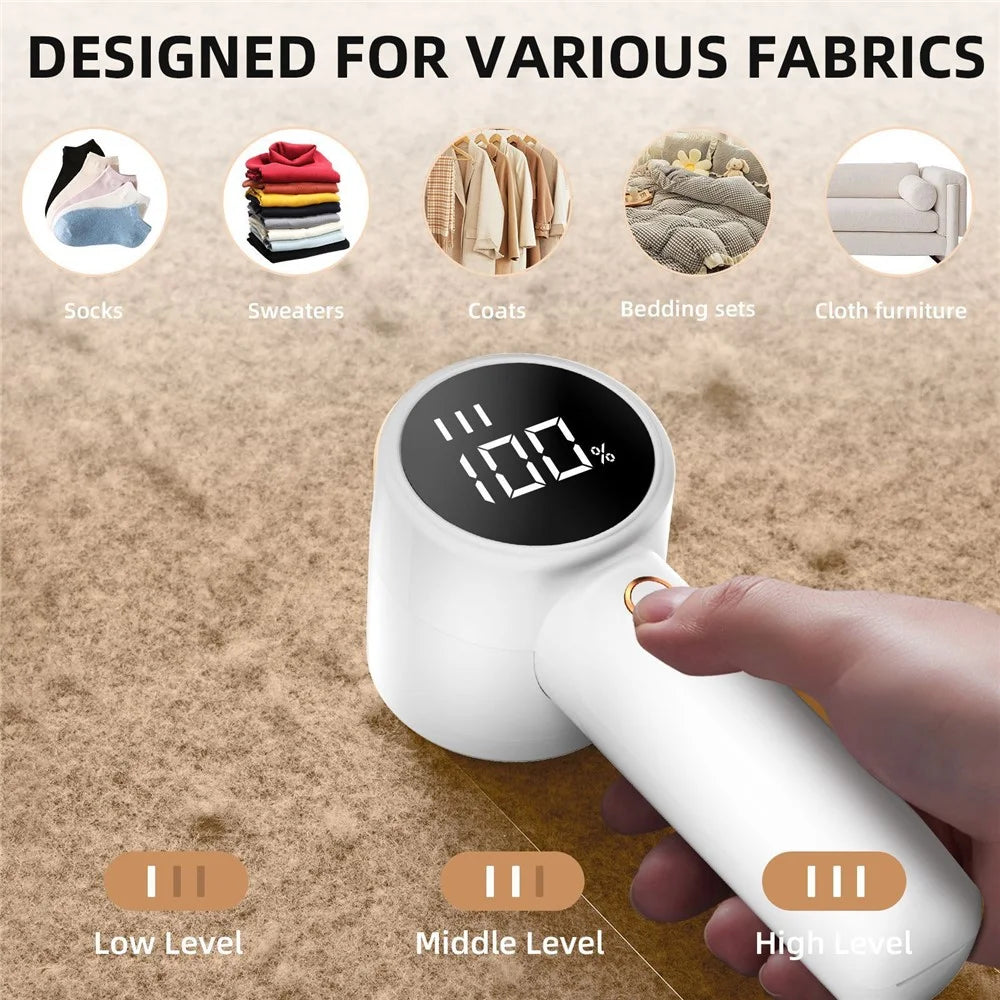 Q20 3-speed Rechargeable Fabric Shaver Electric Lint Remover with LED Display - Black - 2