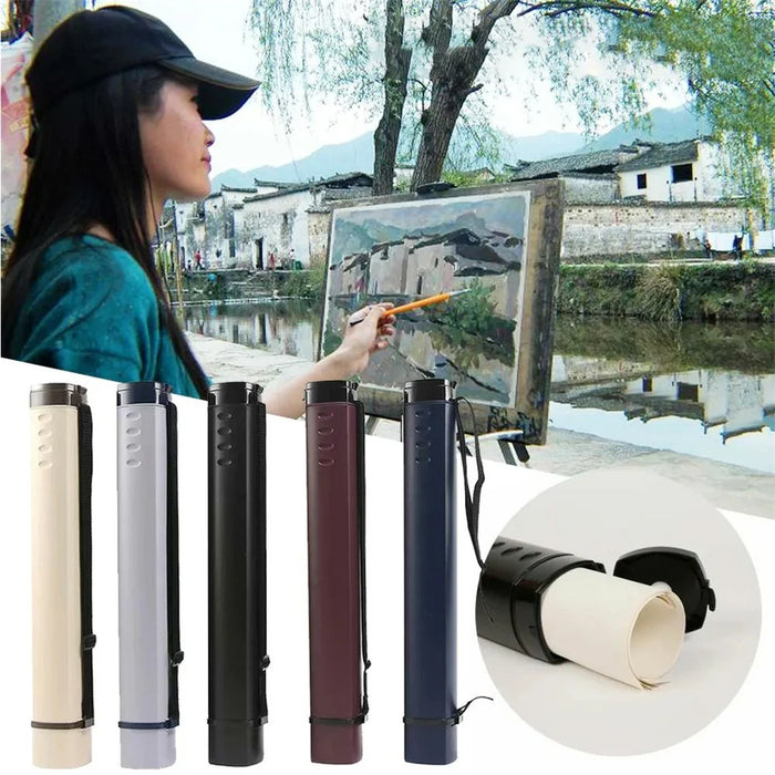 Square Drawing Tube Adjustable Portable Drawing Poster Tube Artist Supplies - Black - 2
