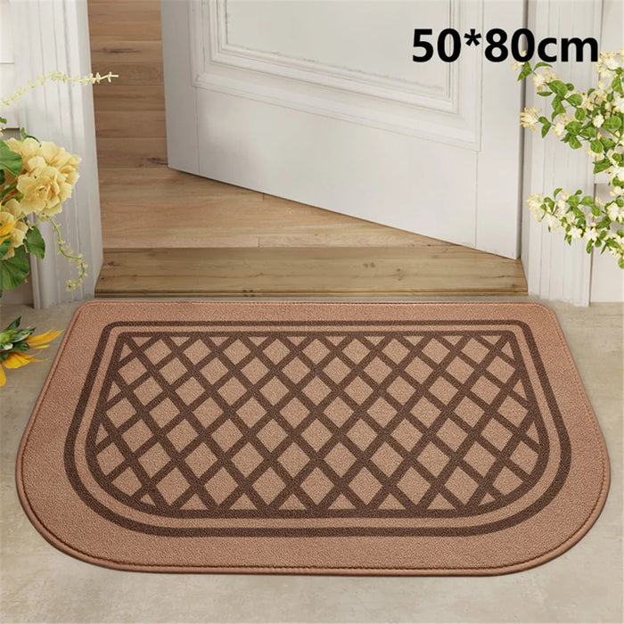 50x80cm Non-Slip Doormat Dustproof Carpet Water Absorbent Square Entryway Rug - Khaki - 1