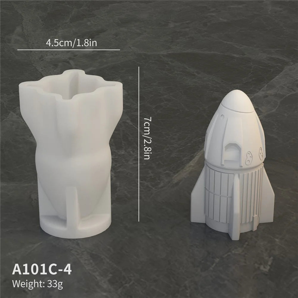 A101C-4 Rocket Head Shape Fondant Mold Space Theme Silicone DIY Cake Decorating Tool (BPA Free, No FDA) - 2