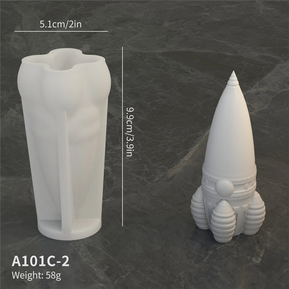 A101C-2 High Rocket Shape Fondant Mold Space Theme Silicone DIY Cake Decorating Tool (BPA Free, No FDA) - 2