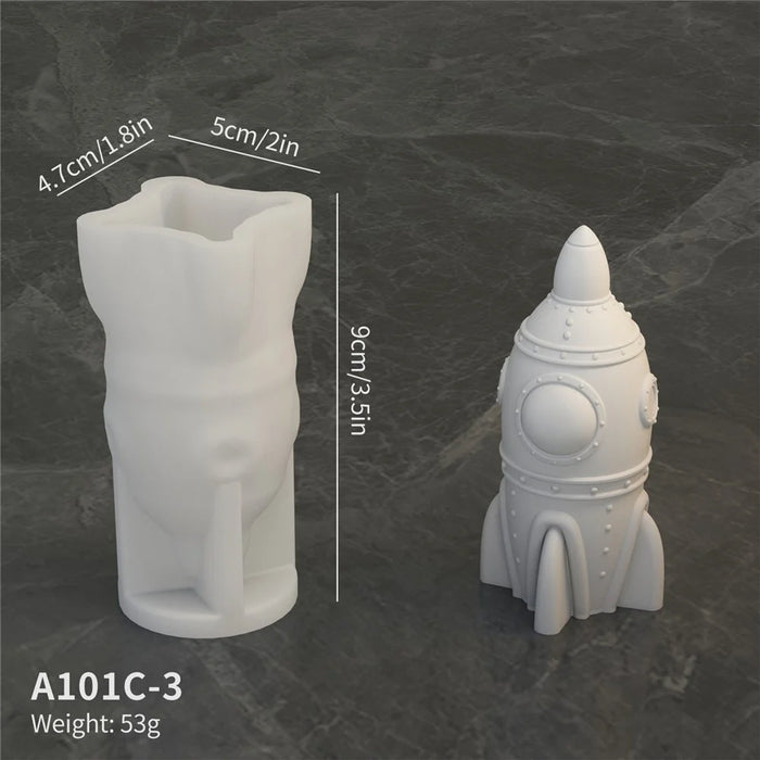 A101C-3 Medium Rocket Shape Fondant Mold Space Theme Silicone DIY Cake Decorating Tool (BPA Free, No FDA) - 2