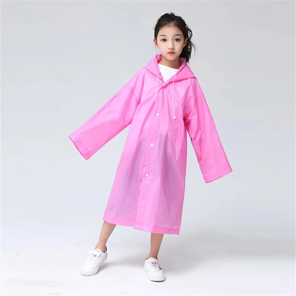 Outdoor Travel Kids EVA Raincoat Thicken Waterproof Children Poncho, 0.16mm Thickness - Pink - 2