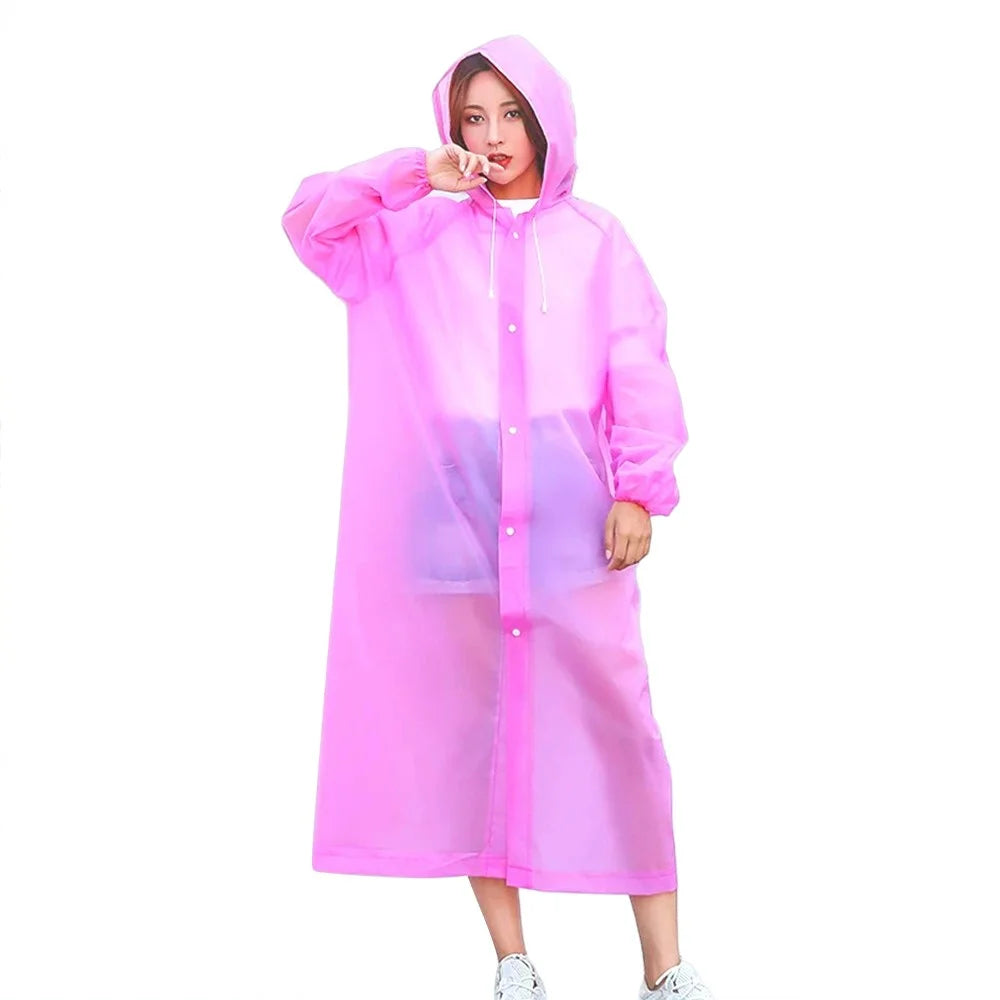 Portable Travel Adult Raincoat Thicken Outdoor Waterproof EVA Poncho, 18mm Thickness / Elastic Cuff - Pink - 1