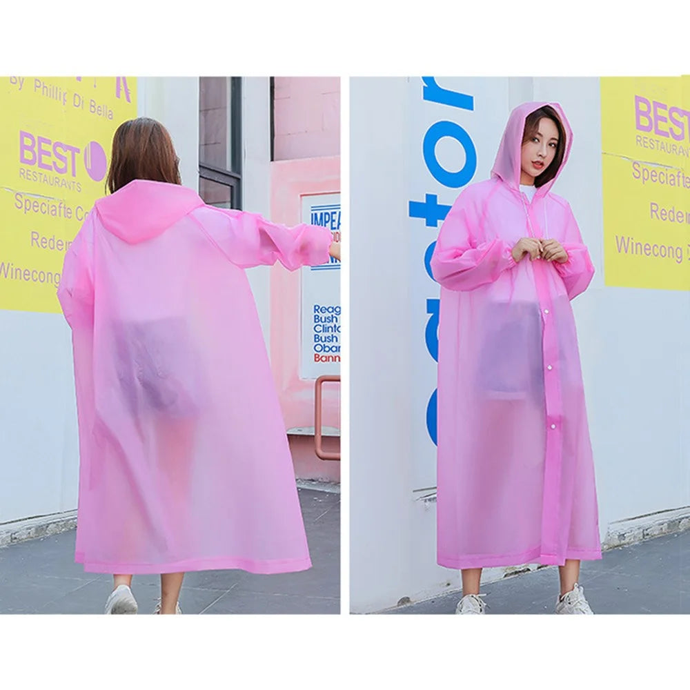 Portable Travel Adult Raincoat Thicken Outdoor Waterproof EVA Poncho, 18mm Thickness / Elastic Cuff - Pink - 2